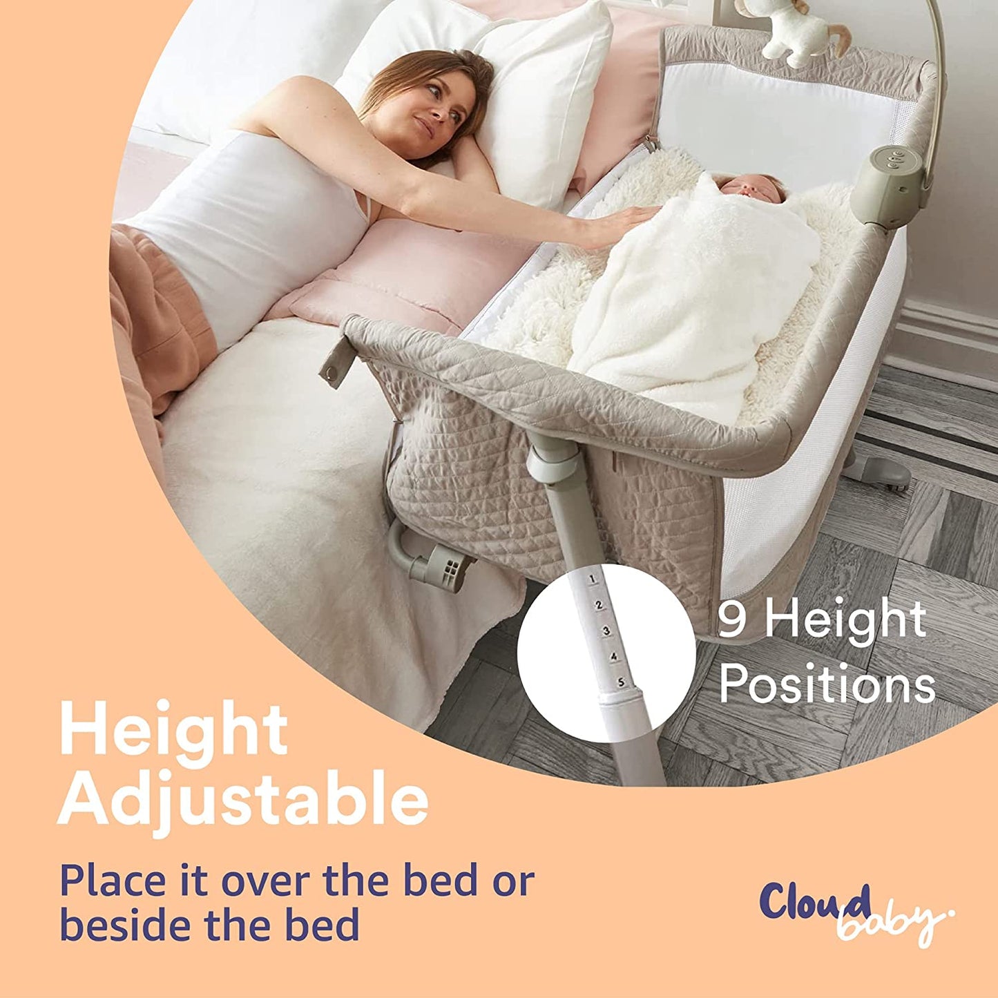 Cloud Baby Premium Baby Bassinet with Hanging Doll, Music